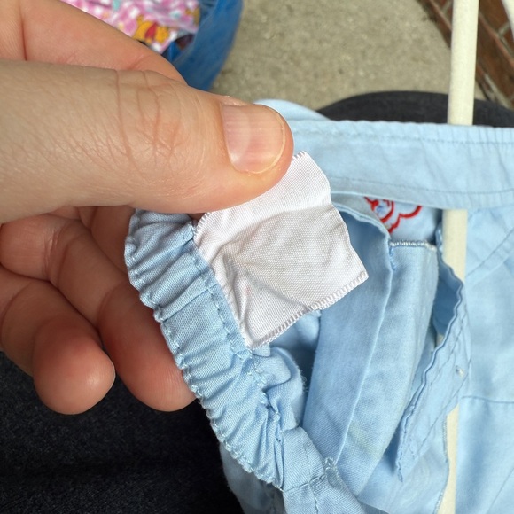 Vintage 90s Blue Shortalls Embroidered Jungle Elephant Monkey Overalls Size 0-3 - Picture 5 of 5